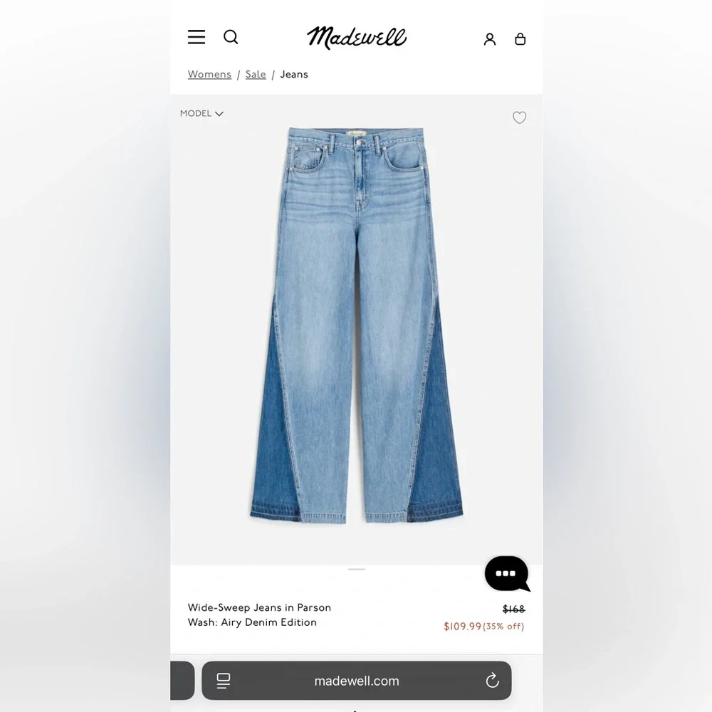 Madewell - Wide-Sweep Jeans in Parson - NWT - Picture 5 of 6